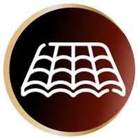 Home 2 Line art icon of a durable roof structure representing composition shingle and tile roof system remodels